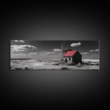 Windmill, Rustic Art, Southwest Wall Art, Farmhouse Art, Extra Wide Art, Wabi Sabi Art, Framed Canvas Print, Minimalist Art