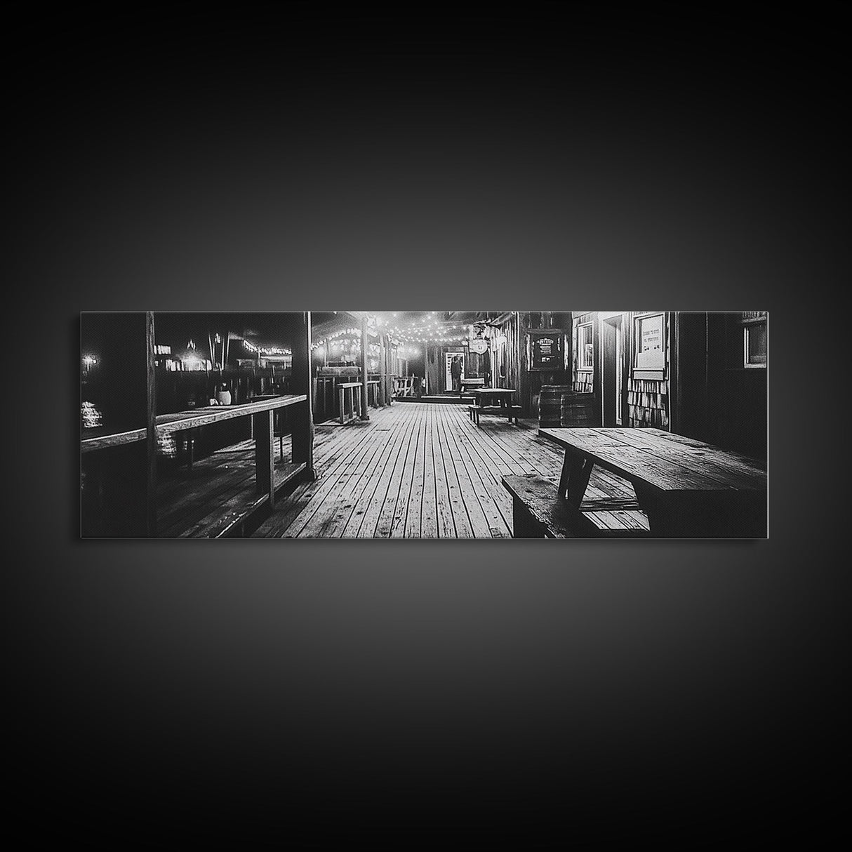 Old Wooden Dock, Moody Art, Canvas Print, Coastal Decor, Rustic Wall Art, Wabi Sabi Art, Extra Wide Art, Nautical Wall Art