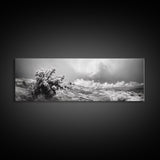 Desert Cactus, Southwest Wall Art, Canvas Print, Joshua Tree Art, Rustic Decor, Extra Wide Art, Moody Black And White Art, Above Sofa Art