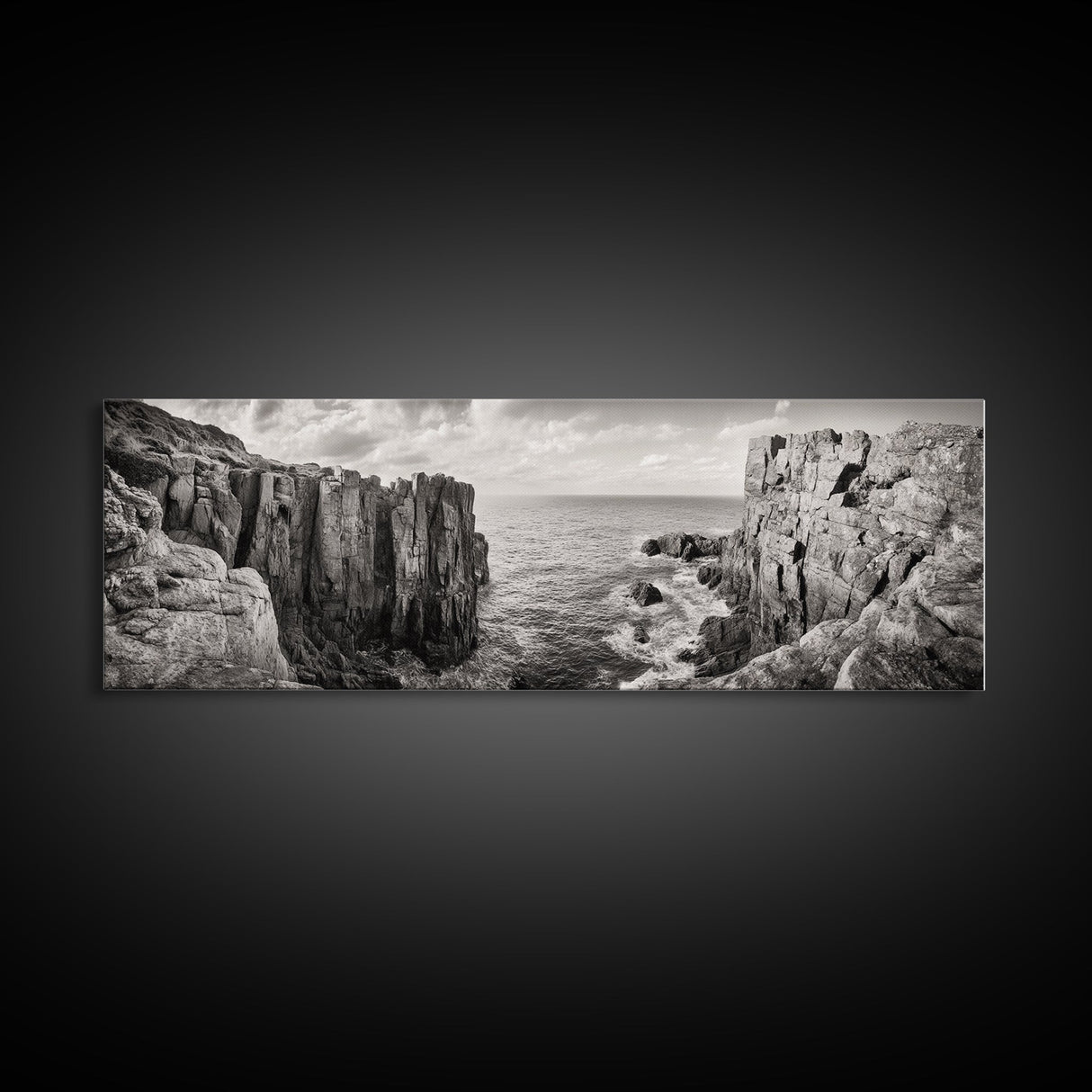 Coastal Cliffs, seascape painting, nautical wall art, Ireland painting, coastal landscape art, panoramic painting, framed canvas print