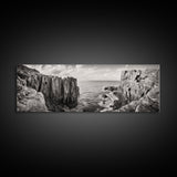 Coastal Cliffs, seascape painting, nautical wall art, Ireland painting, coastal landscape art, panoramic painting, framed canvas print