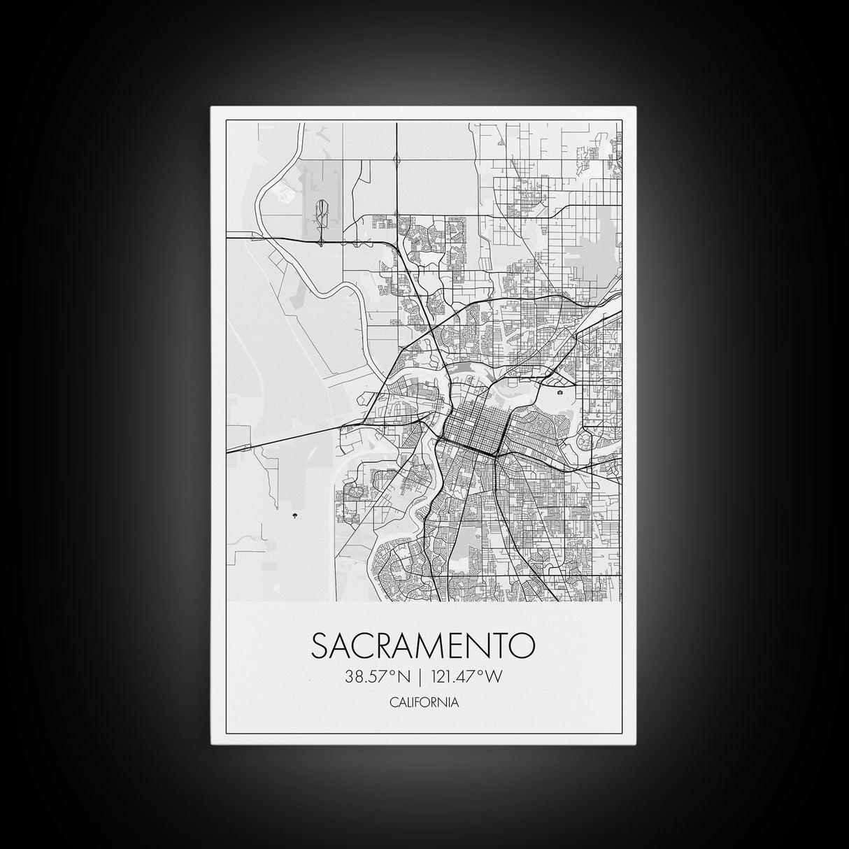 Sacramento Street Map, California Map, City Map Art, Minimalist Art, Wall Art, Canvas Print, Girls Room Art, Gift For Women, Travel Décor