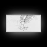 Salt Lake City Map, Utah Art, Map Print, Minimalist Wall Art, Wall Art, Canvas Art, Gift For Couples, Dorm Room Art, Rustic Wall Décor