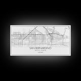 San Bernardino City Map, California Art, Map Print, Minimalist Wall Art, Wall Art, Canvas Art, Business Gift, Dorm Décor, Office Prints