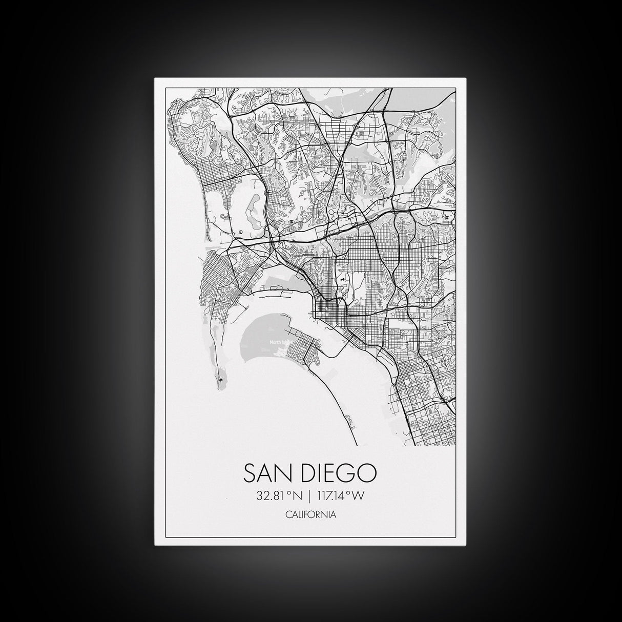 San Diego Street Map, California Map, City Map Print, Minimalist Art, Wall Art, Canvas Print, Office Wall Art, Best Friend Gifts, Travel Art