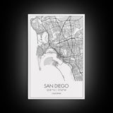 San Diego Street Map, California Map, City Map Print, Minimalist Art, Wall Art, Canvas Print, Office Wall Art, Best Friend Gifts, Travel Art