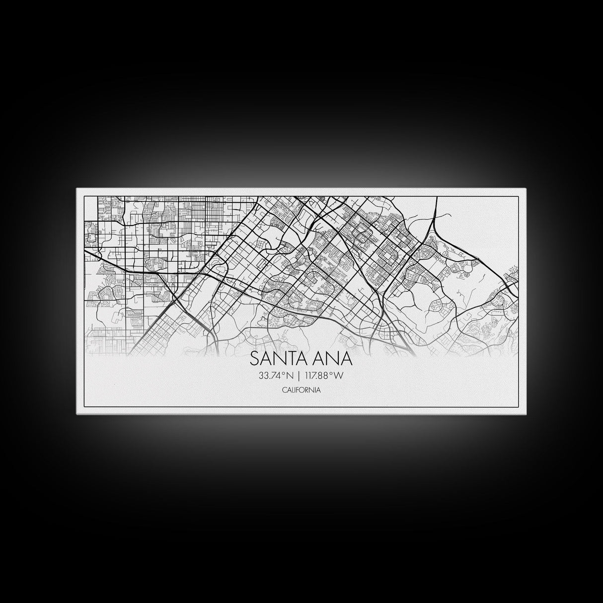 Santa Ana City Map, California Art, Map Print, Modern Wall Art, Wall Art, Canvas Art, House Wall Art, Over Bed Wall Décor, Gift For The Home