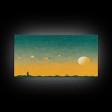 Art deco light house at sunset canvas print, sunset, vintage 20s style wall art, 30s style wall art, orange and turquoise sunset art