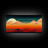 Art Deco Sunset, Desert Dunes, Canvas Print ready to hang wall art, cool wall art