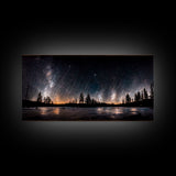 Canvas Wall Art Landscape Mountains Nature Painting Prints Minimalist Modern Home Artwork Decoration Night Sky With Stars