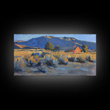 Rustic Cabin in Open Field, Framed Canvas Print, Ideal for Living Room Art, Country Style Home Decor, Cozy Bedroom Wall Art
