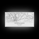 Winston Salem City Map, North Carolina Art, Map Print, Modern Wall Art, Wall Art, Canvas Art, Modern Office Art, Room Décor For Teens