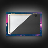 Penguins on the nice, cute animal prints, framed canvas print, synthwave / vaporwave art