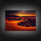 Milky Way galaxy visible over a desert night, framed canvas print, unique wall art
