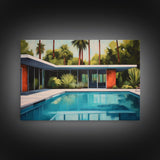 Mid Century Modern Wall Art, Mid Century House Print, Eames Era, Retro Art Print, Framed Wall Decor, MCM Architecture Study Wall Art