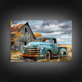 Painting Of An Old Farmstead Framed Canvas Print, Metal Art, Living Room Wall Art, Original Art, Above Couch Art, Whimiscal Kitsch Decor