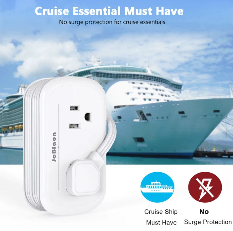 8-in-1 US Outlet Power Strip Cruise Ship Allowed, 3.6 Ft. Extension Cord