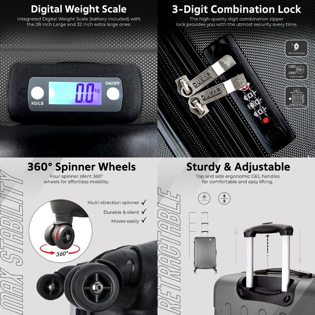 INTELY 2 Piece Set 20''/28'' with Built-in Digital Weight Scale