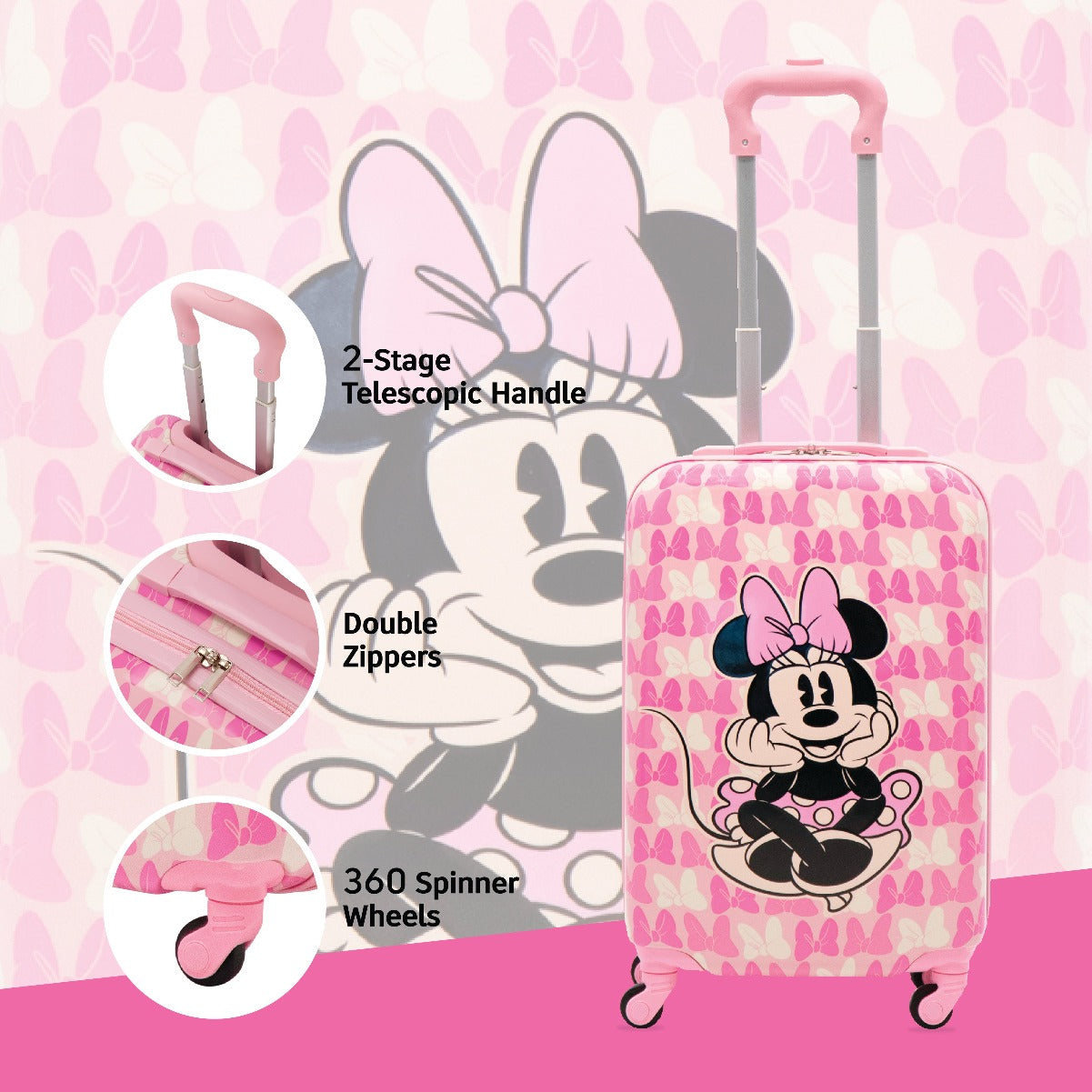 Equipaje para niños de 20,5" con estampado de lazos de Minnie Mouse Ful de Disney