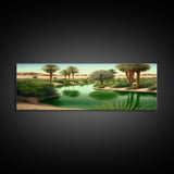 Desert Oasis Watercolor Landscape Canvas Print - Perfect for Living Room, Bedroom, Panoramic Extra Wide Format Art