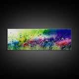 Framed Canvas Print of Colorful Wild Flower Field - Gallery-Wrapped Artwork - Ready to Hang - High Quality Artwork - Panoramic Art