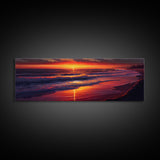 Large Art Sunset, Beach landscape, Coastal Art Print, Beach House, Coastal Decor, Beach Painting, Sunset Art, Framed/Unframed Canvas/Print