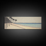 Minimalist Beach Canvas Art Print, Seashore, Shoreline, Ocean, Plam Trees, Tropical Beach, Wall Decor, Panoramic, Wall Art, Canvas Print