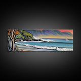 Abstract Beach Canvas Art Print, Sea, Ocean, Seascape, Nature, Waves, Beach House Art, Wall Decor, Panoramic, Wall Art, Canvas Print