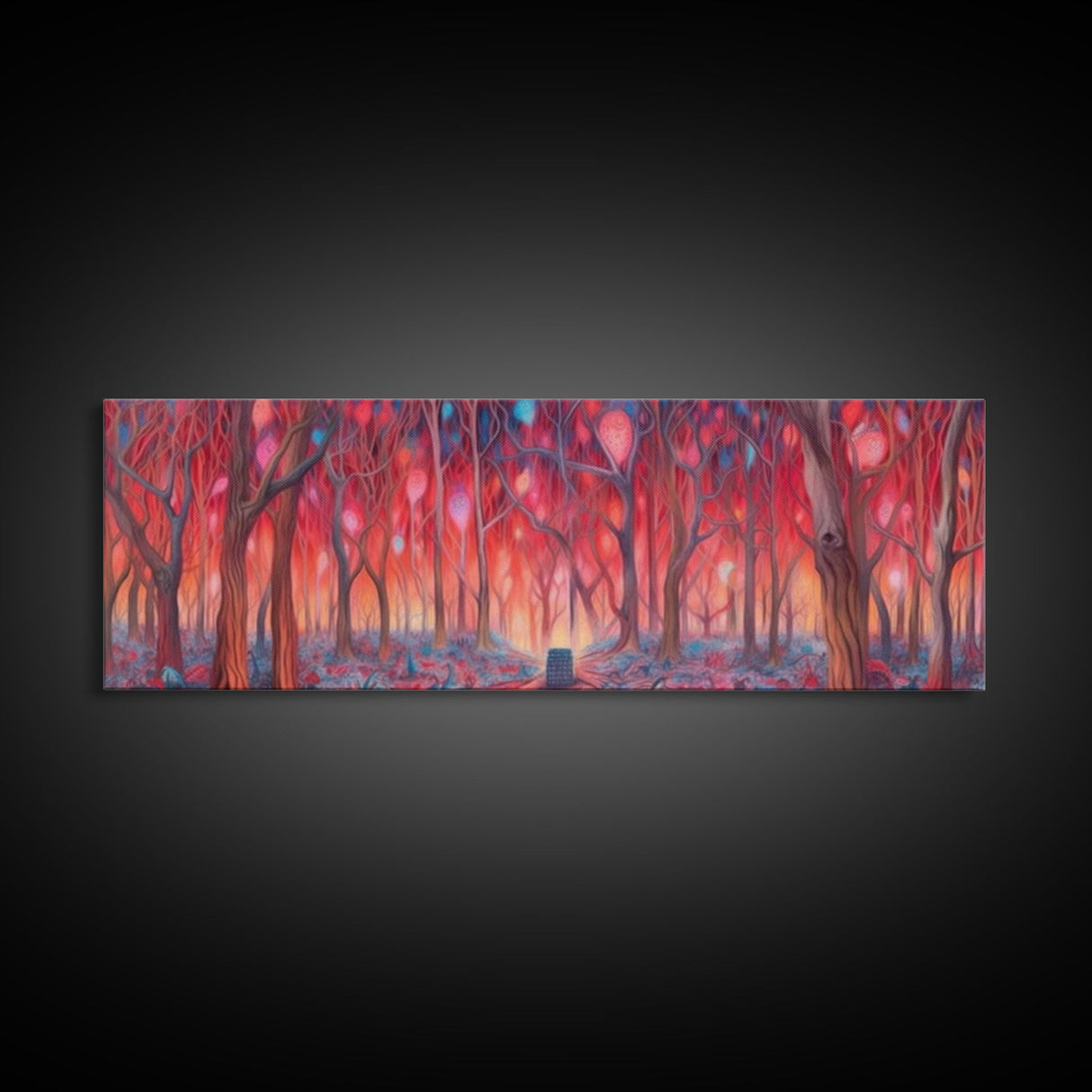 Enchanted Forest Art, Abstract Forest Art, Pink Forest, Pastel Wood, Wall Decor, Large Canvas Print, Panoramic, Wall Art, Canvas Print