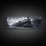 Steam Train Wall Art Framed Canvas Print, Framed Art, Train Decor, Conductor Art, Train Art, Train Gifts