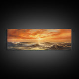 Framed Wall Art Print Set Sunset Horizon on Beach Shore Nature Ocean Oil Painting Nautical Scenic Colorful Multicolor Ultra