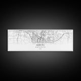 Panoramic Akron City Map, Ohio Art, Map Print, Minimalist Wall Art, Canvas Art, Housewarming Gift, Street Map Art, Closing Gift