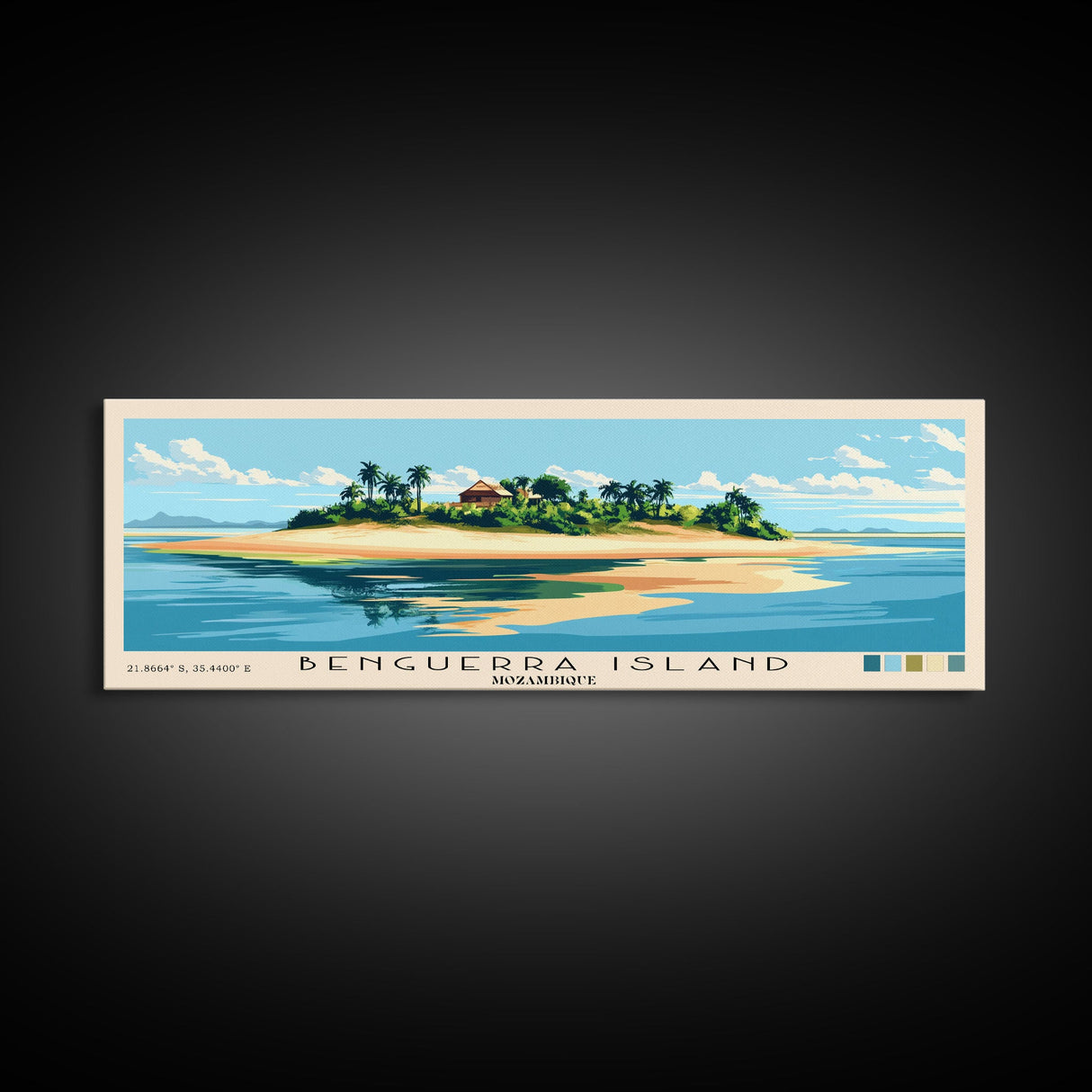 Benguerra Island, Mozambique Panoramic Print, Vacation Gift, Mozambique Wall Art, Beach Painting, Beach Decor, Large Wall Art, Wood Frame Art