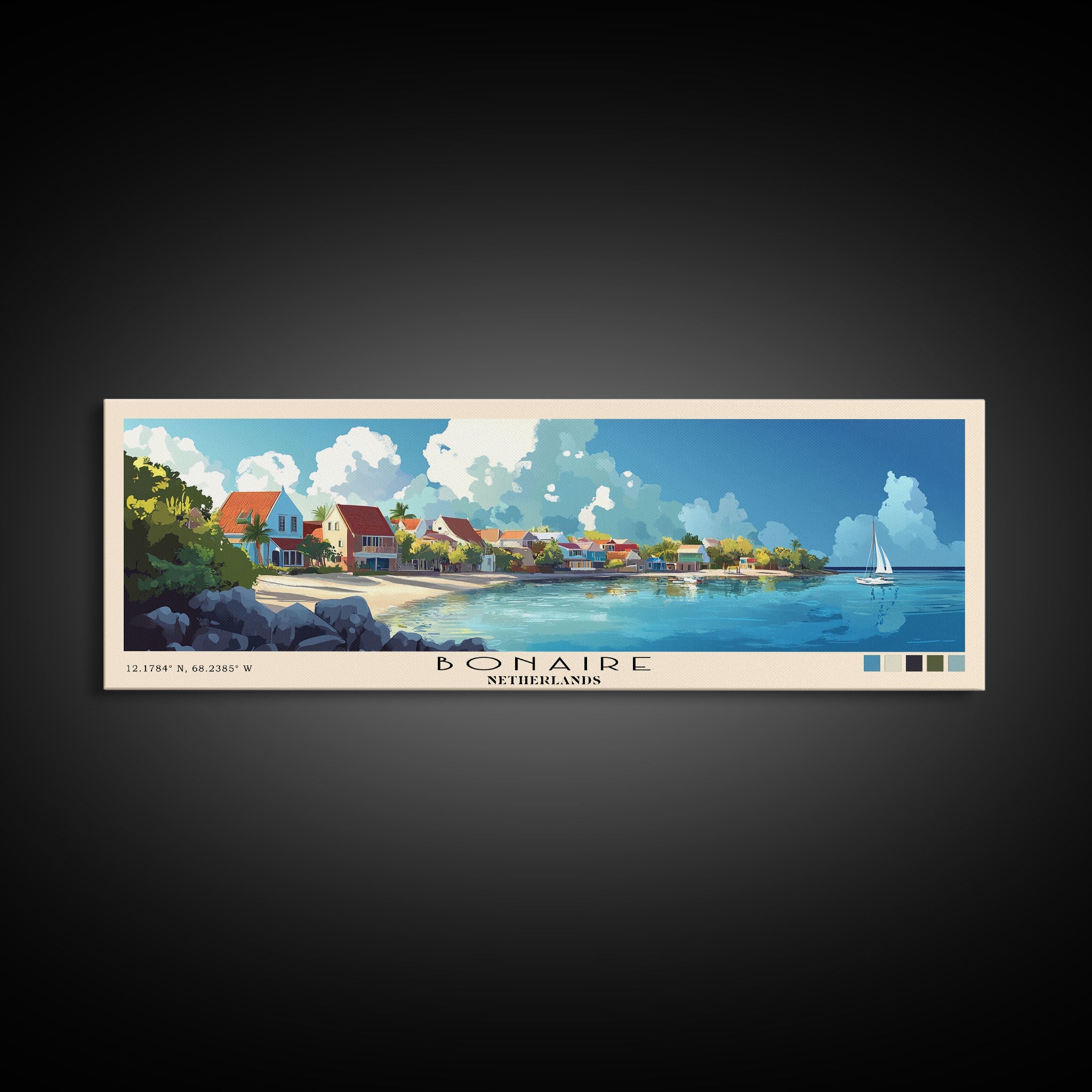 Bonaire, Netherlands Panoramic Beach Print, Vacation Gift