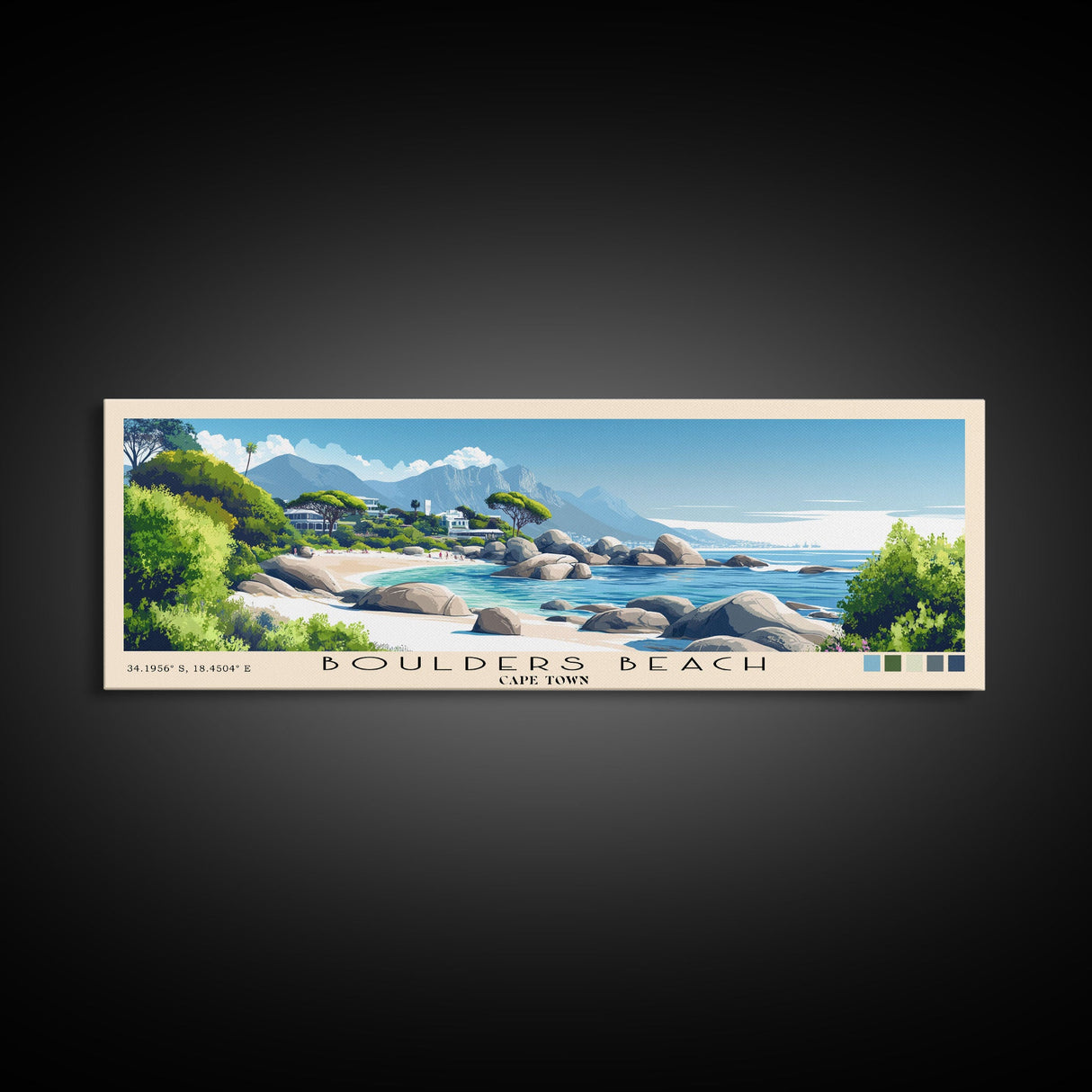 Boulders Beach, Cape Town Panoramic Print, Vacation Gift, Cape Town Wall Art, Vacation Wall Art, Vacatation Memories, Beach Decor, Beach Or Lakehouse Art