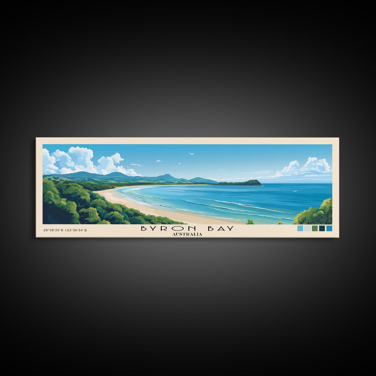 Byron Bay, Australia Panoramic Print, Vacation Gift, Australia Wall Art, Vacation Wall Art, Vacatation Memories, Beach Decor, Beach Or Lakehouse Art