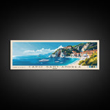 Capo Sant’Andrea, Italy Panoramic Beach Print, Vacation Gift, Italy Wall Art, Framed Canvas Print, Framed Beach Painting