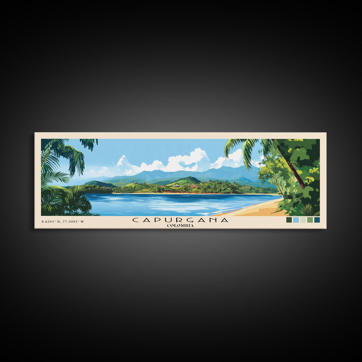 Capurgana, Colombia Panoramic Beach Print, Vacation Gift, Colombia Wall Art, Beach Painting, Beach Decor, Beach Painting