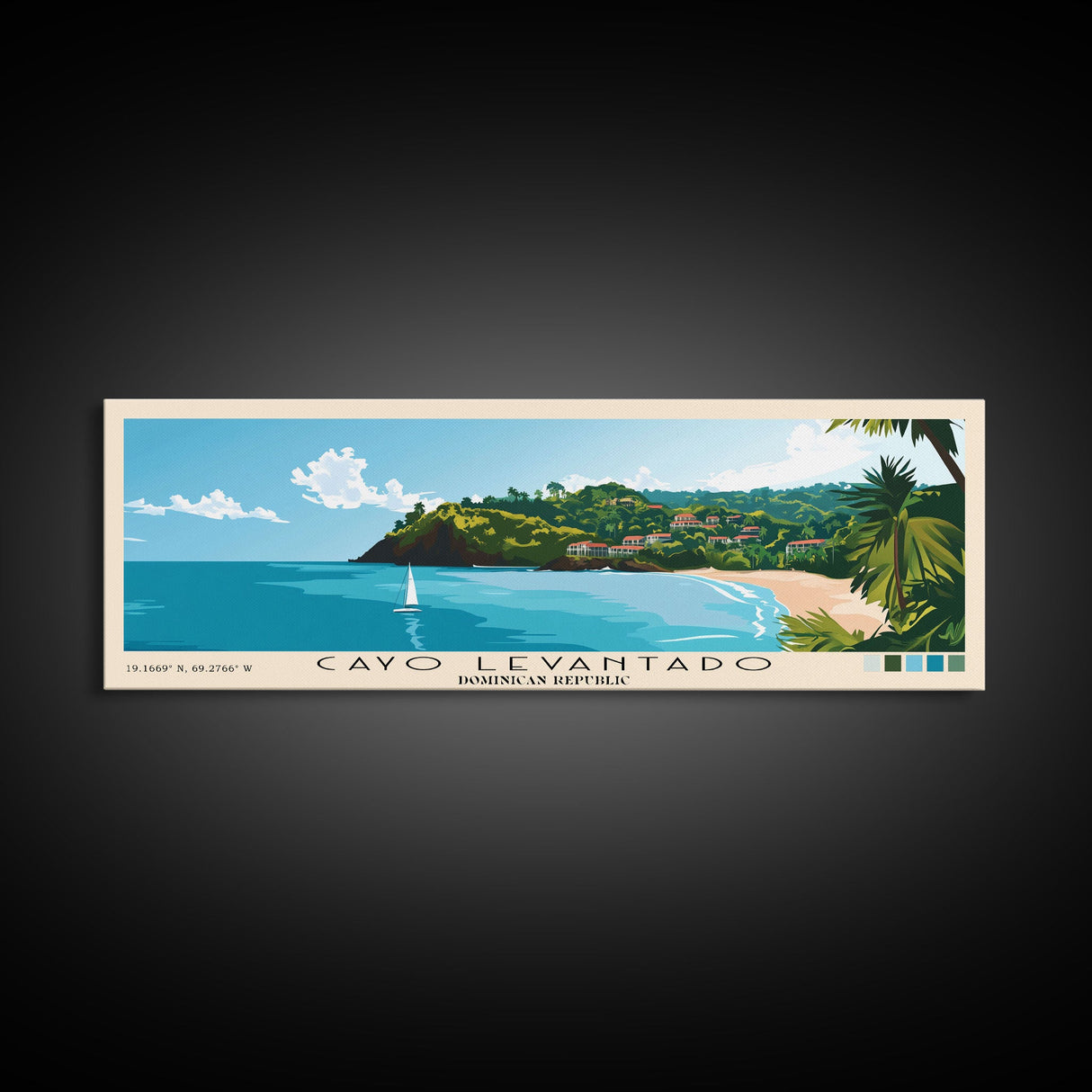 Cayo Levantado, Dominican Republic Panoramic Print, Vacation Gift, Dominican Republic Wall Art, Beach Painting, Beach Decor, Beach Or Lakehouse Art
