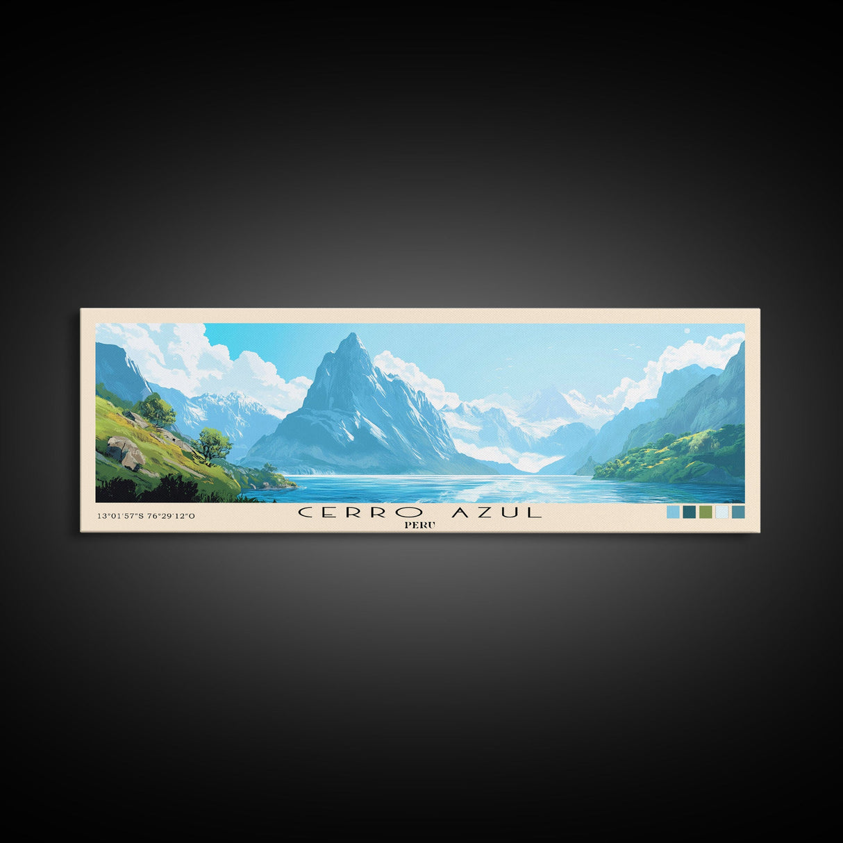 Cerro Azul, Peru Panoramic Print, Vacation Gift, Peru Wall Art, Beach Painting, Beach Decor, Large Wall Art, Wood Frame Art