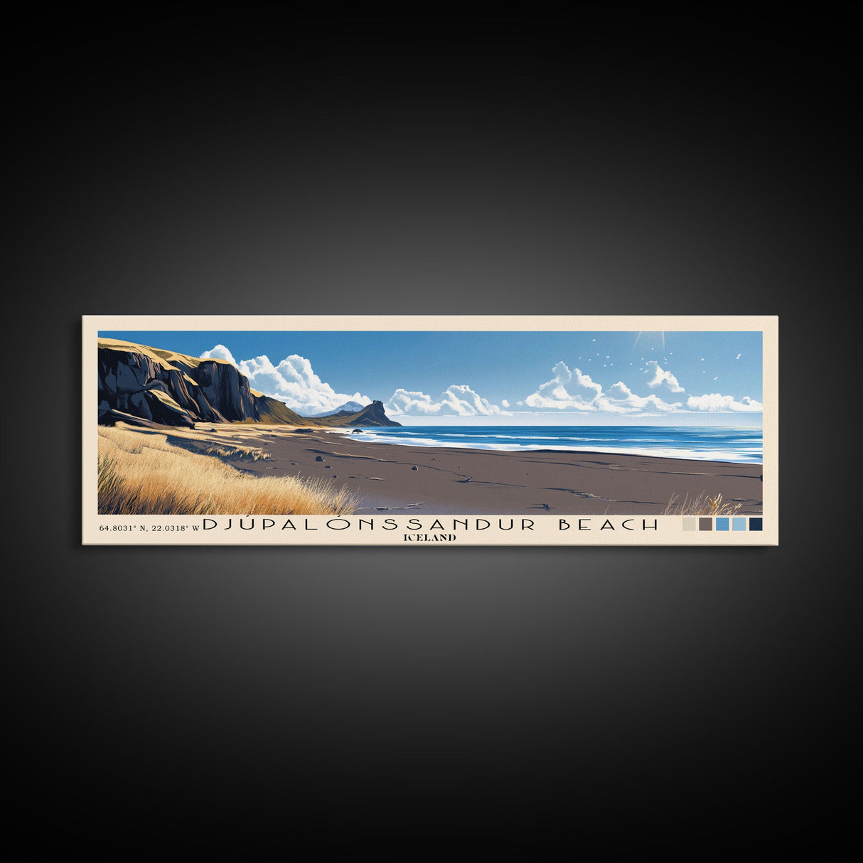 Djúpalónssandur Beach, Iceland Panoramic Print, Vacation Gift, Iceland Wall Art, Vacation Wall Art, Vacatation Memories, Beach Decor, Beach Or Lakehouse Art