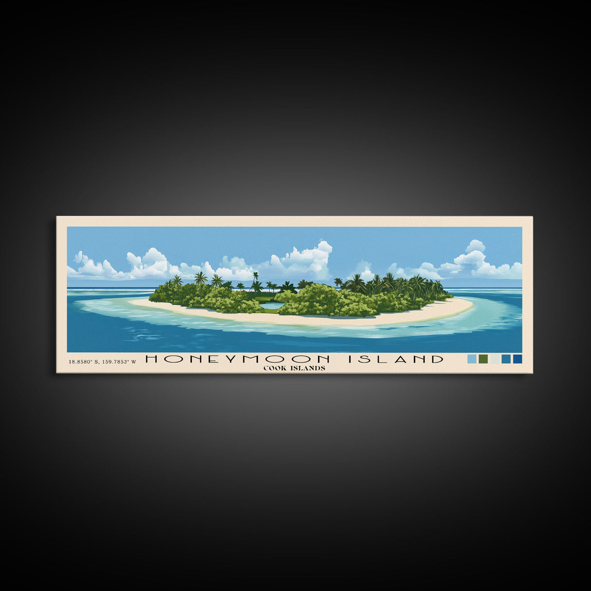 Honeymoon Island, Cook Islands Panoramic Print, Vacation Gift, Cook Islands Wall Art, Vacation Wall Art, Vacatation Memories, Beach Decor, Beach Or Lakehouse Art