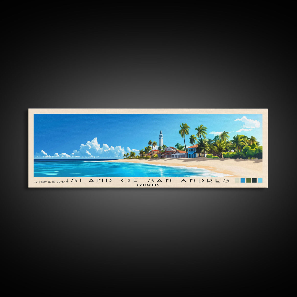 Island of San Andres, Colombia Panoramic Print, Vacation Gift, Colombia Wall Art, Vacation Wall Art, Vacatation Memories, Beach Decor, Beach Or Lakehouse Art