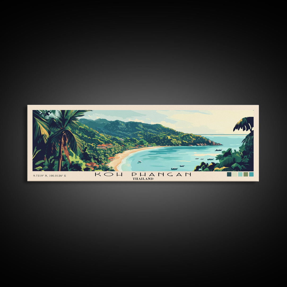 Koh Phangan, Thailand Panoramic Print, Vacation Gift, Thailand Wall Art, Vacation Wall Art, Vacatation Memories, Beach Decor, Beach Or Lakehouse Art