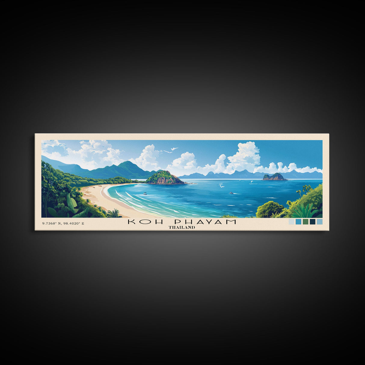 Koh Phayam, Thailand Panoramic Print, Vacation Gift, Thailand Wall Art, Beach Painting, Beach Decor, Beach Or Lakehouse Art