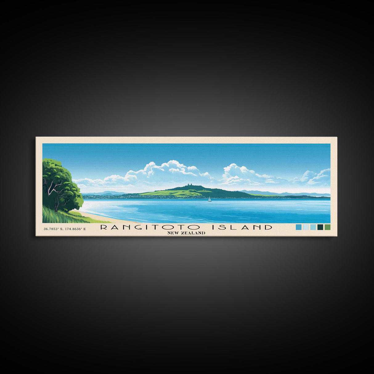 Rangitoto Island, New Zealand Panoramic Print, Vacation Gift, New Zealand Wall Art, Vacation Wall Art, Vacatation Memories, Beach Decor, Beach Or Lakehouse Art