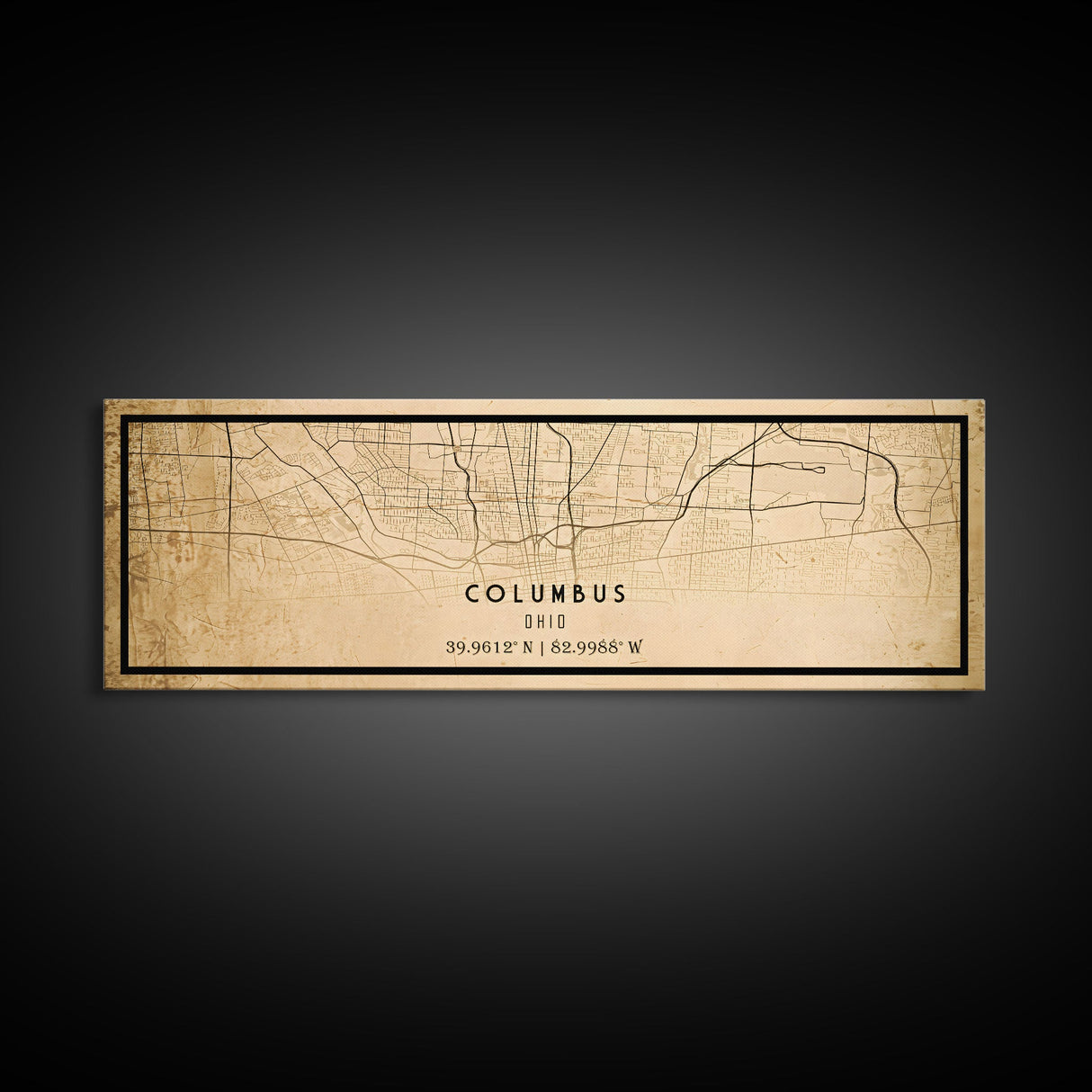 Columbus Panoramic vintage map print poster or framed canvas, Ohio map print poster canvas, Columbus city map print poster canvas