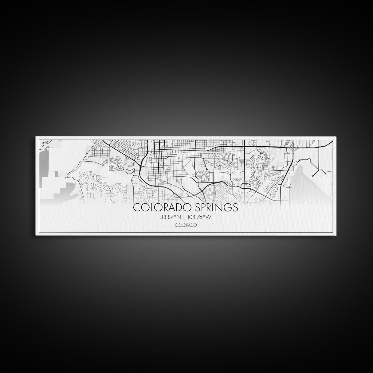 Panoramic Colorado Springs City Map, Colorado Art, Map Print, Minimalist Wall Art, Canvas Art, Housewarming Gift, Street Map, Closing Gift