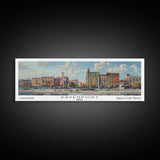 Davenport Iowa Panoramic Watercolor Painting, Scenic Framed Canvas Print, Urban Wall Art for Office, Travel Poster, Home Decor, City Gift Idea