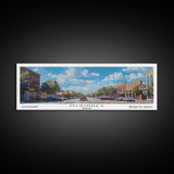 McKinney Texas Panoramic Framed Canvas Print, Beautiful Watercolor Art, Perfect Office Wall Decor, Living Room Art, Travel Poster, City Print